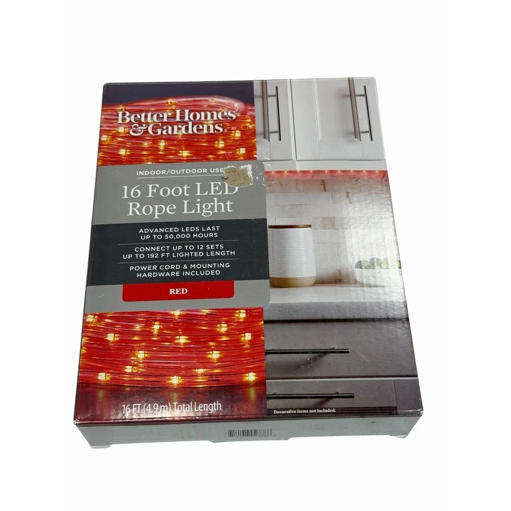 better homes & garden RED led rope lights 16 feet length indoor outdoor